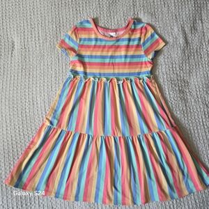 Members Only Rainbow Striped Short Sleeve Dress - Multicolor